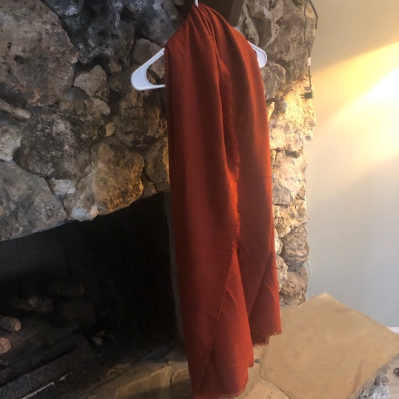 Deep Orange Blanket Scarf 34x80 Soft with Fringe edges - Picture 3 of 4